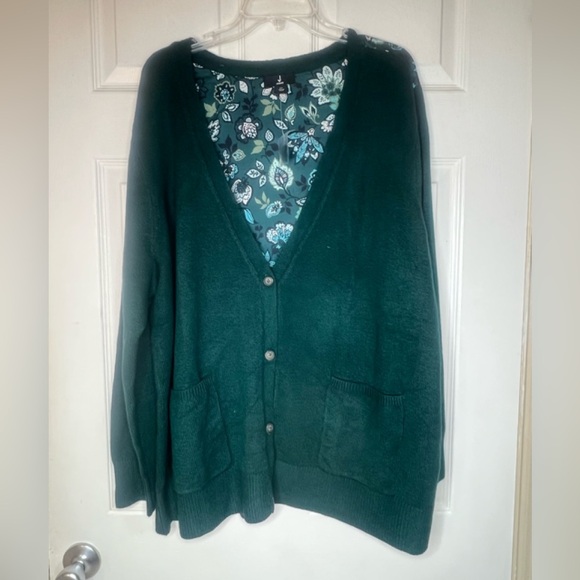 Jason Wu Hunter Green again Sweater Flora Print - Picture 1 of 12